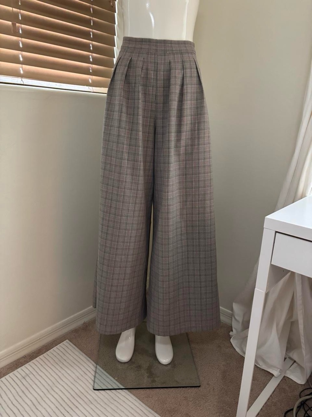 Corey Lynn Calter Pleated Wide Leg Plaid Trousers - Picture 5 of 8
